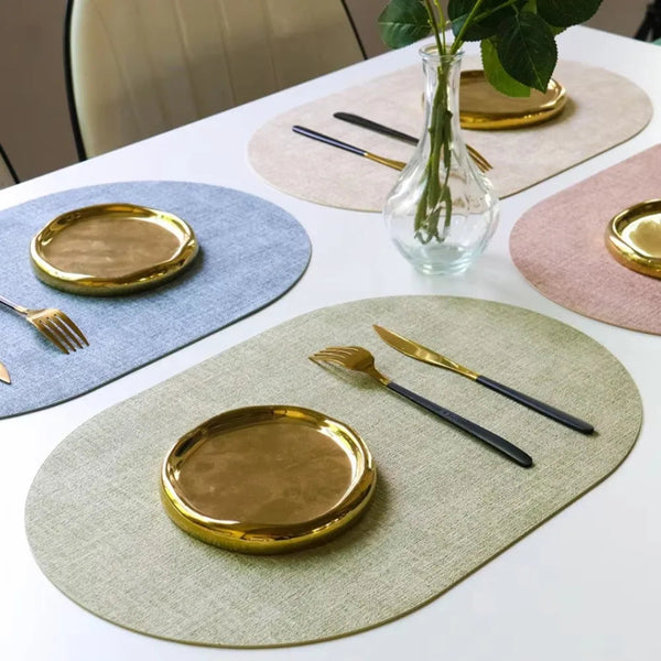 LinoMat | Oval Faux Leather Placemats | Heat Resistant & Non-Slip